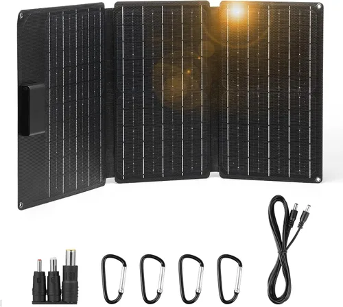Raddy Panel solar SP30 30W, cargador solar portátil plegable, puerto USB QC3.0/Tipo-C/DC 18V cargador de batería de carga rápida para acampar al