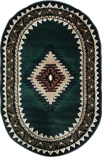 Miniatura 48 de Kingdom South West - Alfombra ovalada de nativos americanos, diseño bereber beige, D143 (3 pies x 4 pies 7 pulgadas, ovalada)