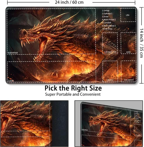 Miniatura 2 de Tapete de juego para MTG Card Playmat con zona, tapete de juego para MTG TCG de 24 x 14 pulgadas, tapete de juego antideslizante para tablero