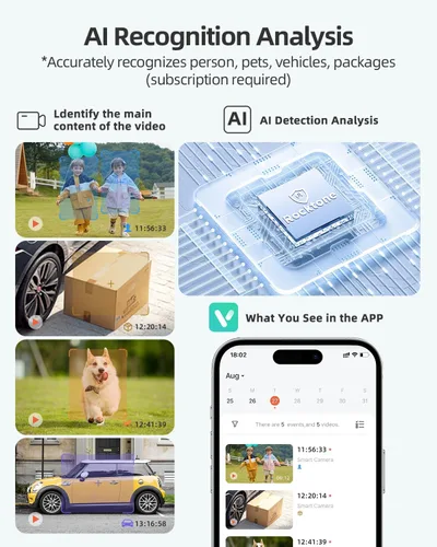 Miniatura 14 de Cámaras de seguridad 2K inalámbricas para exteriores, paquete de 2 cámaras alimentadas por batería WiFi para seguridad en el hogar con detección