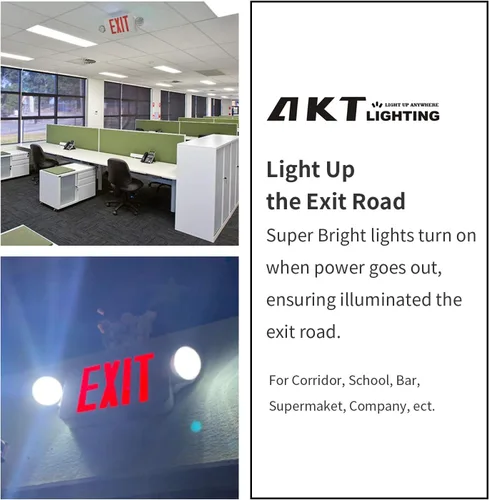 Miniatura 8 de Luz de salida de emergencia, luz ajustable de dos luces LED para salida, combo de iluminación de salida de emergencia comercial con batería de Rojo