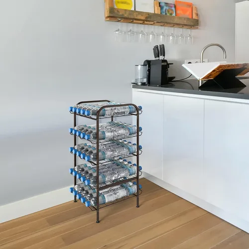 Miniatura 5 de smusei Organizador vertical para botellas de agua de 5 niveles, estante de almacenamiento de metal, dispensador de bebidas de gran capacidad