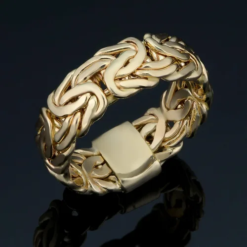 Miniatura 2 de Kooljewelry Anillo bizantino de oro amarillo de 14 quilates de 0.295in
