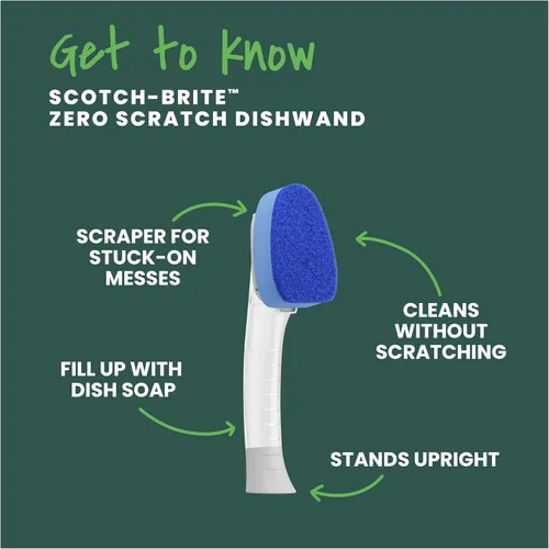 Miniatura 3 de Scotch-Brite Varita Lavavajillas Antiarañazos, Estropajo para Limpiar Cocina, Baño y Hogar, Estropajo de Platos Antiarañazos Seguro para Utensilios