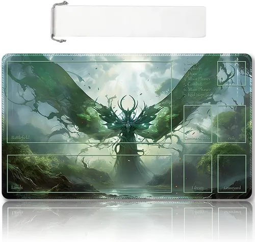 Miniatura 21 de Tapete de Juego MTG Premium Cosido con Zonas y Respaldo de Goma Antideslizante - Tapete de Juego TCG para MTG y Otros Juegos de Cartas - Diseño Dkt