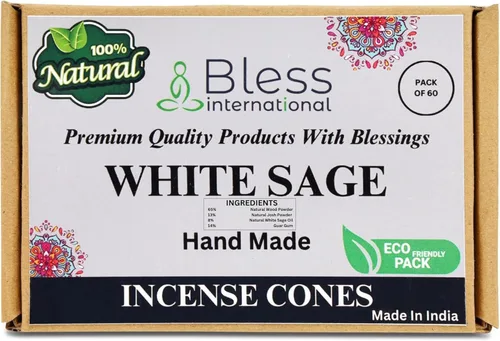 Miniatura 51 de Bless International Conos de incienso 100% naturales de lavanda hechos a mano, sumergidos a mano, libres de químicos orgánicos para purificación