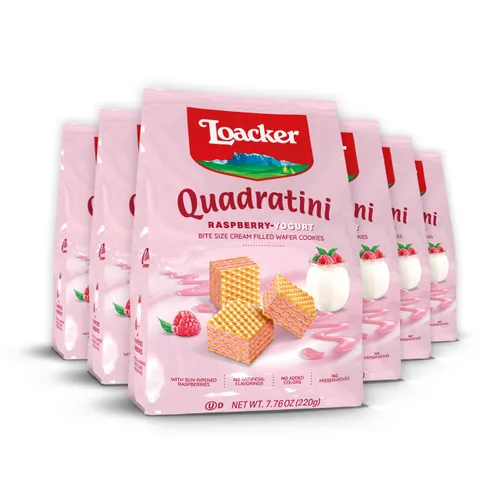 Miniatura 41 de Loacker Quadratini - Paquete grande de galletas de oblea variadas con sabor a frutas - Mezcla de limón, vainilla y yogur de frambuesa - Galletas