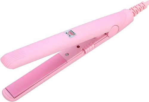 Plancha para el cabello, plancha plana 2 en 1, mini flequillo, plancha de pelo de belleza, rizador de calefacción, alisador de placa de turmalina de