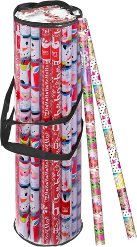 Miniatura 7 de Bolsa de almacenamiento de papel de regalo, organizador de papel de regalo, se adapta a rollos de 40 pulgadas de largo, con capacidad para hasta 24