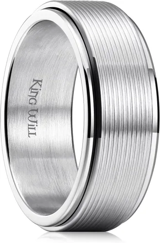Miniatura 28 de King Will Anillo de ansiedad giratorio para hombre, color negro, plateado, dorado, 0.315 in, cadena de malla de alambre de acero inoxidable, malla