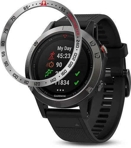 Miniatura 5 de Anillo de bisel de acero inoxidable compatible con Garmin Fenix 5/5 Plus, cubierta adhesiva antiarañazos y protector de colisiones para accesorio