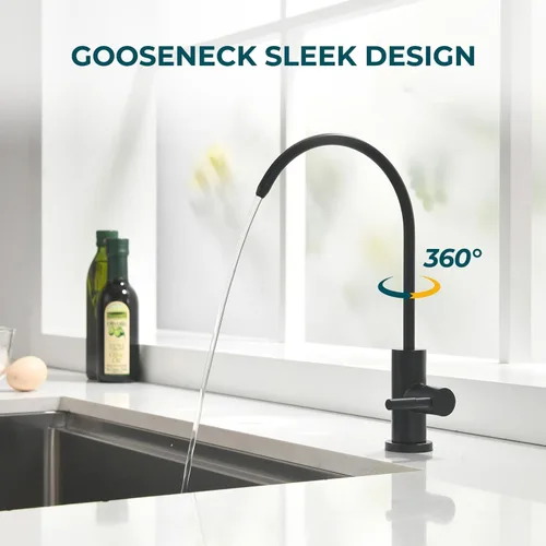 Miniatura 7 de Hiqufet Grifos de agua potable para fregadero de cocina, grifo de filtro de agua de acero inoxidable para ósmosis inversa o sistema de filtración