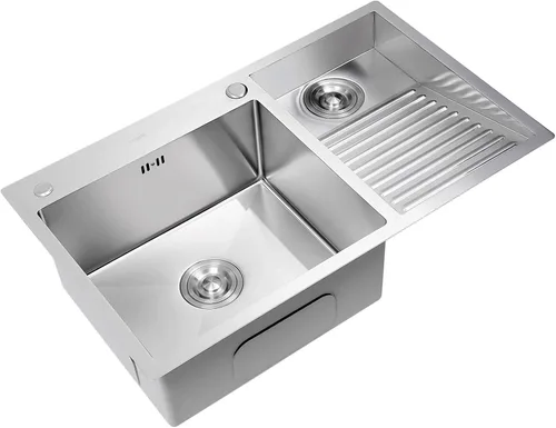 Miniatura 12 de Fregadero de lavandería de acero inoxidable con tabla de lavado integrada, bañera para lavar a mano con panel grueso, fregadero de lavandería