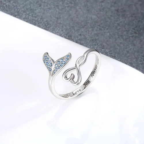 Miniatura 2 de zaxsj S925 Sterling Silver Mermaid Jewelry for Women - Mermaid Tail Love You Forever Blue Sea Wave Marine Jewelry Set for Girls Ocean Lovers