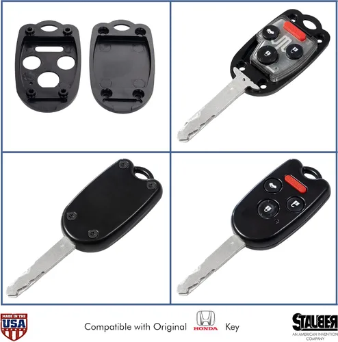Miniatura 3 de STAUBER Carcasa de repuesto para llave Accord, Ridgeline, Civic y CR-V, no requiere cerrajero con tu antiguo llavero y chip (1 paquete negro))