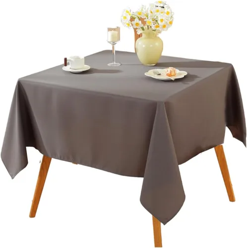 Miniatura 39 de Paquete de 2 Manteles Redondos de 120 Pulgadas de Carbón, Mantel de Poliéster Lavable para Uso en el Hogar, Fiestas, Bodas o Restaurantes.