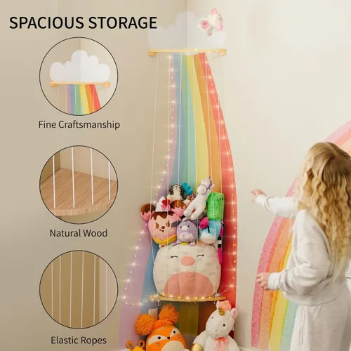 Miniatura 4 de PUTSKA Organizador esquinero de almacenamiento de animales de peluche, soporte para animales de peluche, almacenamiento tapado, peluches que ahorran