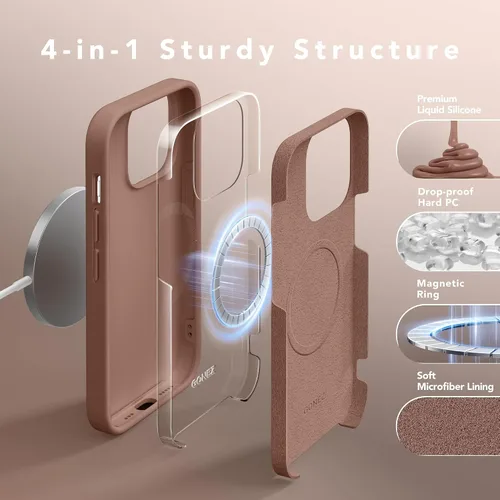 Miniatura 4 de GONEZ Funda para iPhone 14 Pro, compatible con Magsafe, con protector de pantalla + protector de lente de cámara, forro de microfibra suave