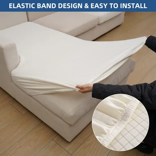 Miniatura 4 de Eismodra - Funda de sofá modular y en forma de L, funda para chaise longue, funda elástica mágica para sofá de 3 cojines en forma de L, funda