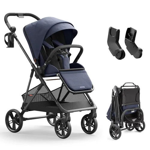 Miniatura 13 de MAMAZING Air Lux - Cochecito de bebé, marco de fibra de carbono de solo 15.8 libras, cochecito plegable compacto para niños pequeños con asiento Gris