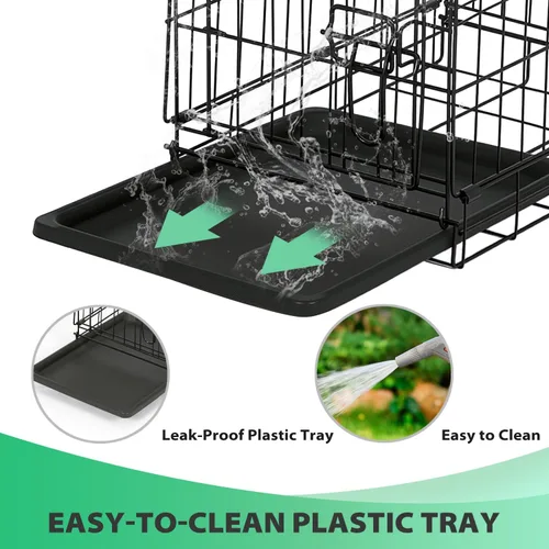 Miniatura 5 de BestPet Jaula para perros 18 pulgadas Negro Perrera de metal plegable con puertas individuales, pestillos seguros de perno deslizante