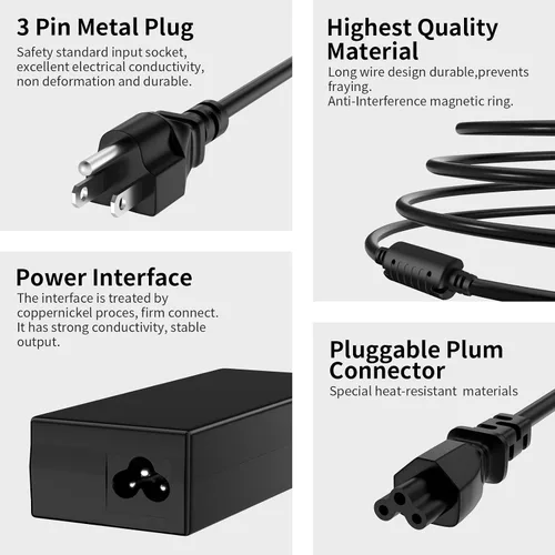 Miniatura 3 de Cargador para portátil de 65 W/45 W compatible con Dell Inspiron P69G P25T P24T P51F P89G 3583 5566 5559 3585 5593 5567 3590 5555 5570 Latitude 3310