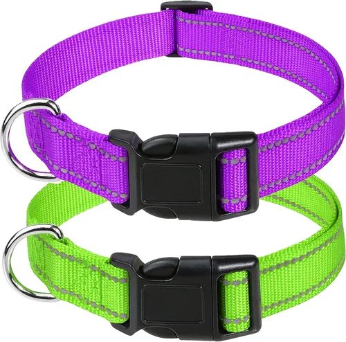 Miniatura 9 de Collares reflectantes de nailon para perros, con hebilla de liberación rápida, collares de nailon de seguridad ajustables para perros pequeños