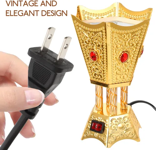 Miniatura 6 de FOMIYES Quemador de incienso eléctrico, estilo Oriente Medio, incensario portátil para oficina y decoración del hogar, ideal para yoga, spa