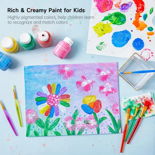 Miniatura 3 de Shuttle Art Juego de pintura de dedos lavable, 37 piezas con 10 colores (2 fl oz), pintura no tóxica para niños pequeños, pinceles de pintura