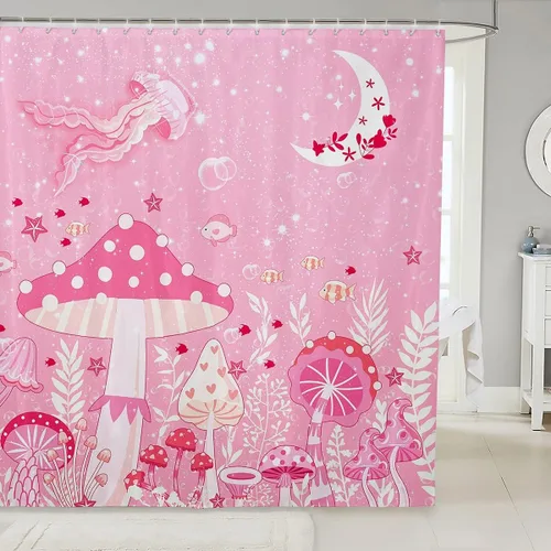 Miniatura 50 de Manfei Cortina de Ducha de Aguacate Lindo Estampado de Aguacate de Dibujos Animados Cortina de Baño para Niños y Niñas Tema de Frutas Cortina