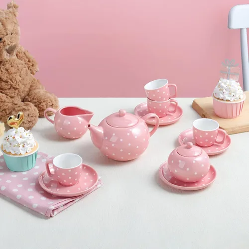 Miniatura 3 de fanquare Juego de té de porcelana para niñas y adultos, juego de té colorido de 12 piezas con caja de regalo para fiestas de té en casa y cumpleaños