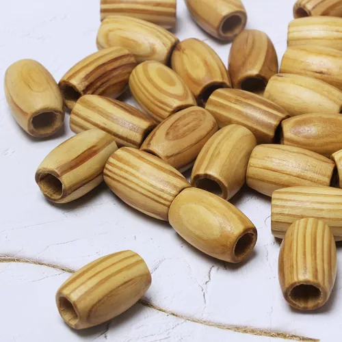 Miniatura 4 de Cuentas de madera grandes ovaladas a rayas - 20x30 mm - 40 cuentas - Agujero de 10 mm - Cuentas de madera de calidad para proyectos
