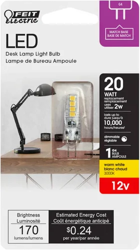 Miniatura 2 de Feit Electric Bombilla LED G4, regulable, equivalente a 20 W, 12 V, 3000 K blanco cálido, 170 lúmenes, 10.000 horas, cápsula de repuesto de bombilla