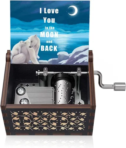 Muzero Birthday Gift for Mom Dad, I Love You to the Moon and Back Music Box Gift for Daughter Son, Birthday Anniversary for Grandma Granddaughter To
