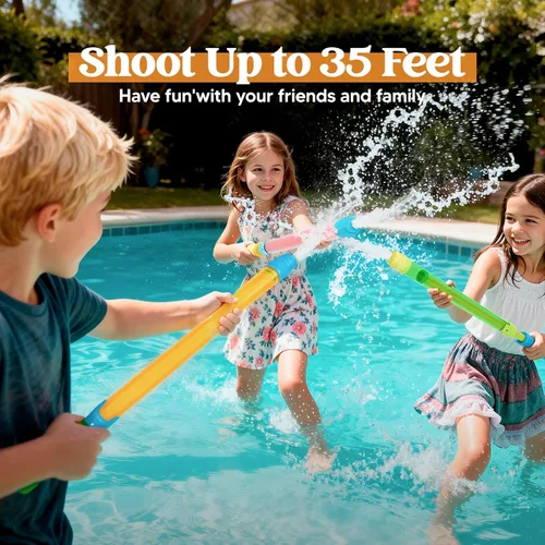Miniatura 3 de Sloosh 24 pistolas de agua para niños, para verano, piscina, playa, arena, actividades acuáticas al aire libre, juguetes de lucha, 16.5 pulgadas