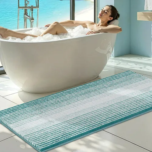 Miniatura 18 de BSICPRO Tapetes de baño de felpilla, 20 x 32 pulgadas, antideslizantes, absorbentes, suaves, peludos, para baño, lavables a máquina (salvia)