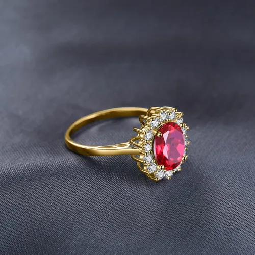 Miniatura 4 de JewelryPalace - Anillos de compromisoaniversario estilo princesa Diana Kate Middleton, con piedra natal de zafiro y halo pmujer, 14 quilates