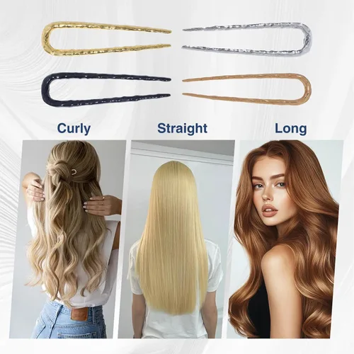 Miniatura 3 de 4 horquillas de metal para cabello francés, en forma de U, para cabello grueso