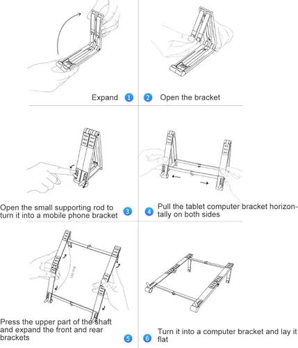 Miniatura 4 de Foldable Laptop Stand, Portable Multi Height Adjustable Ergonomic Laptop Stand for Mobile Phone Tablet Laptop Aluminum Alloy Silicone (Silver)