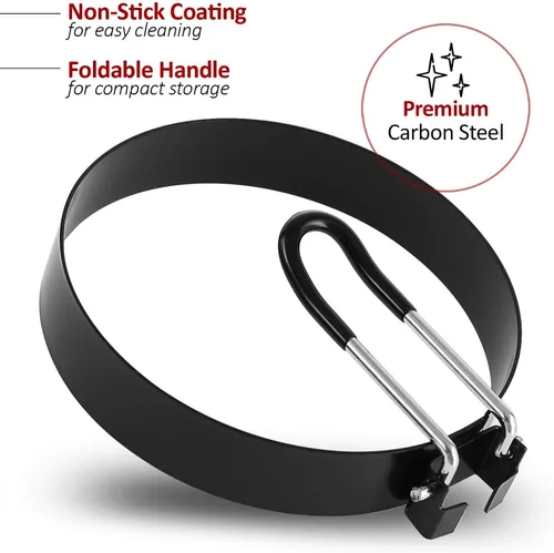 Miniatura 2 de Anillos de acero inoxidable para cocinar huevos, molde para freír panqueques, huevos y tortillas, 4