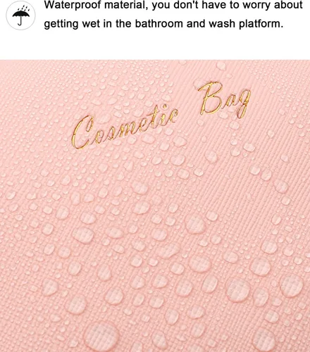 Miniatura 7 de Bolsas de cosméticos para mujer, bolsa organizadora de maquillaje, bolsa portátil para artículos de tocador para niñas, Azul neblina + rosa