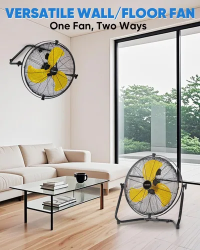Miniatura 6 de KEN BROWN Ventilador de montaje en pared de 20 pulgadas o ventilador de piso de 5000 CFM, ventilador industrial de alta velocidad con doble rotación