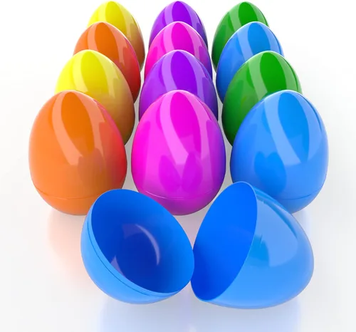 Miniatura 10 de The Dreidel Company Paquete de 24 huevos de Pascua de plástico brillantes y coloridos de 6 pulgadas, perfectos para la caza de huevos de Pascua