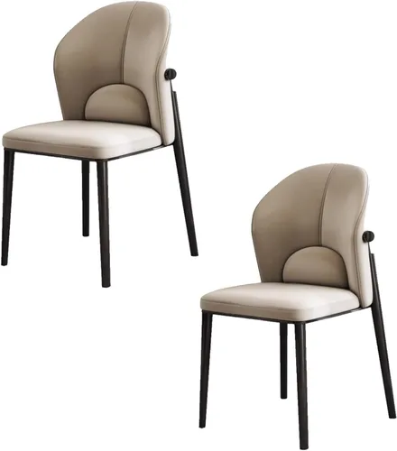 Upholstered Dining Chair Set, Dining Chairs Set of 2/4, Kitchen Chair with Back, Lobby Chair Armless seat for Restaurants, Living Beige+black