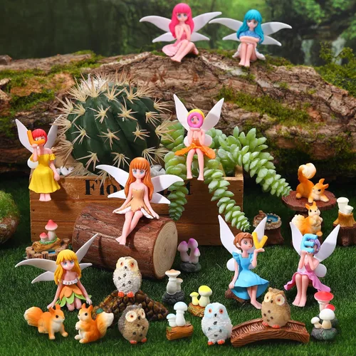 Miniatura 14 de 20 accesorios de jardín de hadas, adornos de jardín en miniatura, decoración de paisaje, mini figuras de hadas, juego de plantas de animales