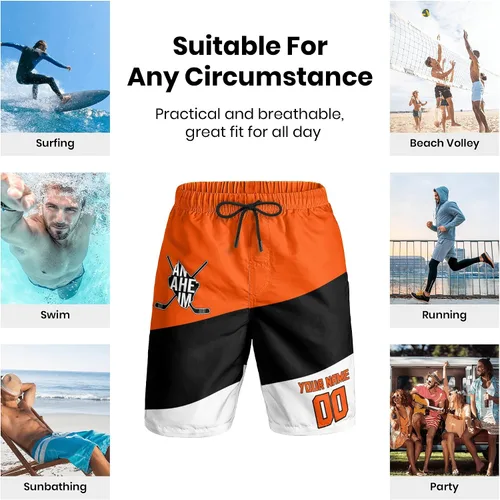 Miniatura 4 de Custom Hockey Men's Shorts Gifts for Men Casual City Youth Fans Sport Beach Shorts Add Name & Number Quick Dry