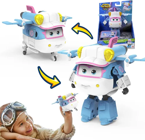 Miniatura 12 de Super Wings Toys Tino - Dinosaurio de 15 pulgadas, temporada 6, nuevo personaje, figuras de acción de Dinasour con niebla de agua, luz intermitente