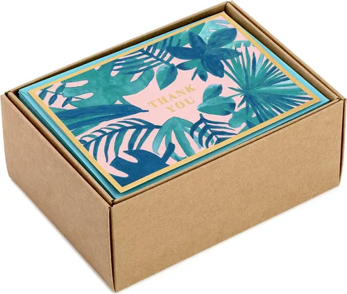 Miniatura 3 de Hallmark Surtido de tarjetas de agradecimiento en caja y en blanco (cuatro diseños tropicales surtidos, 40 tarjetas de notas y sobres)