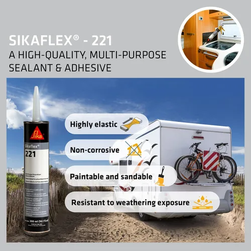 Miniatura 4 de Sika Sikaflex-221 - Sellador multiusos de poliuretano, adhesivo y para recién nacido, 930-GTD, sin goteo, pistola hexagonal lisa para calafatear