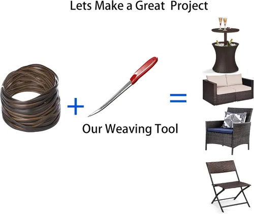 Miniatura 6 de Kit de reparación de mimbre, material sintético de ratán en relieve, suministros de material de vinilo plástico impermeable para muebles de jardín